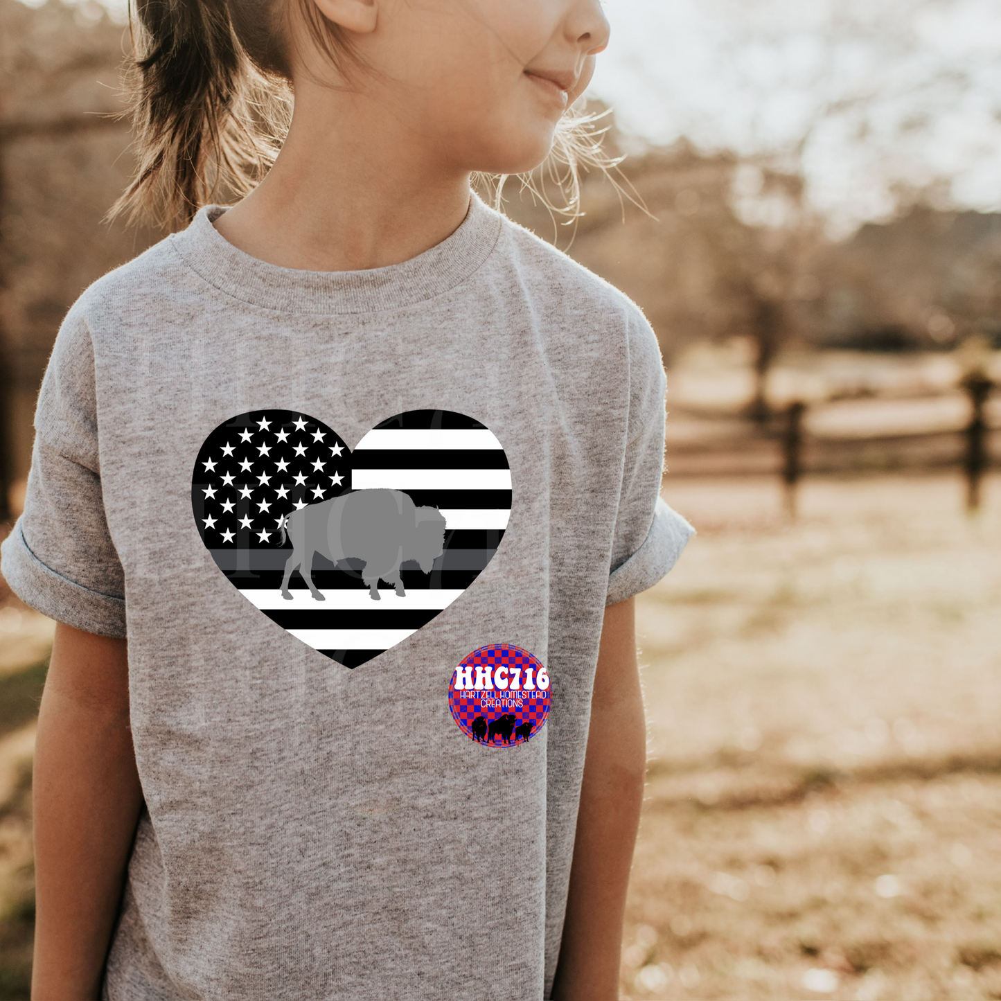 Grey Line Buffalo Heart YOUTH