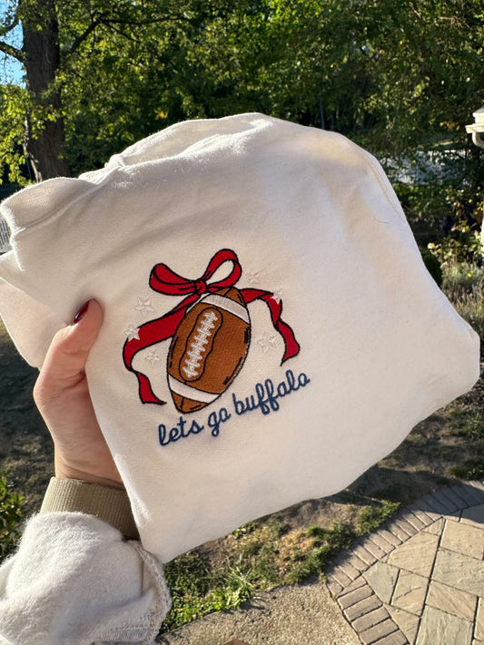 Let’s Go Buffalo Embroidered Bow Crewneck
