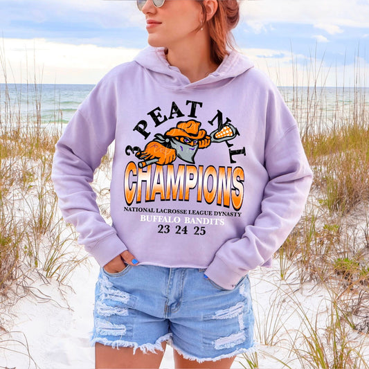 3 Peat NLL Champions Cropped Hoodie