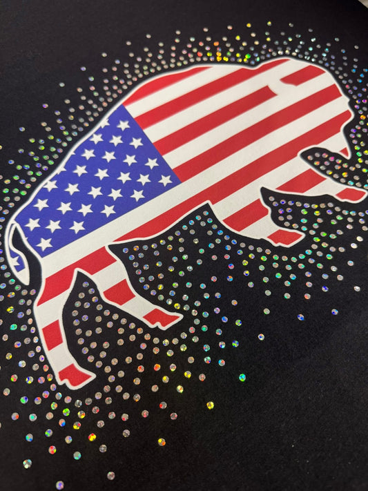 Flag Buffalo With Sparkle