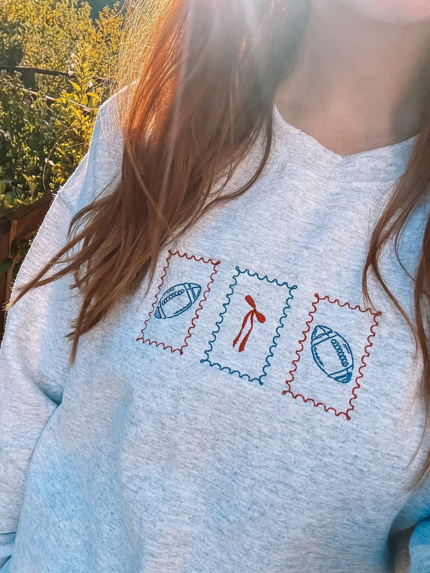 Football Stamp Embroidered Crewneck