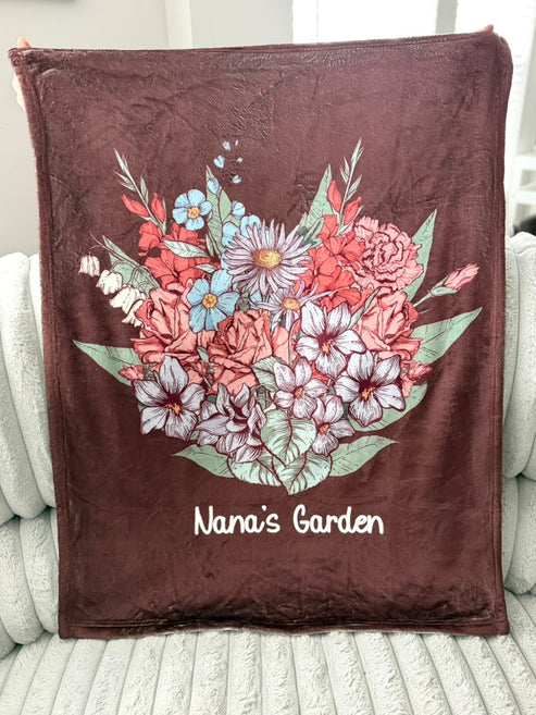 Printed Birth Flower Blankets