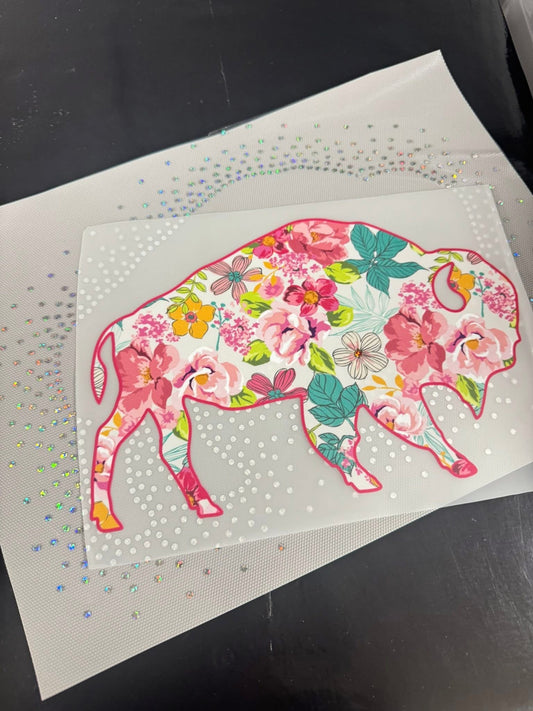 Floral Buffalo Print W/Sparkle