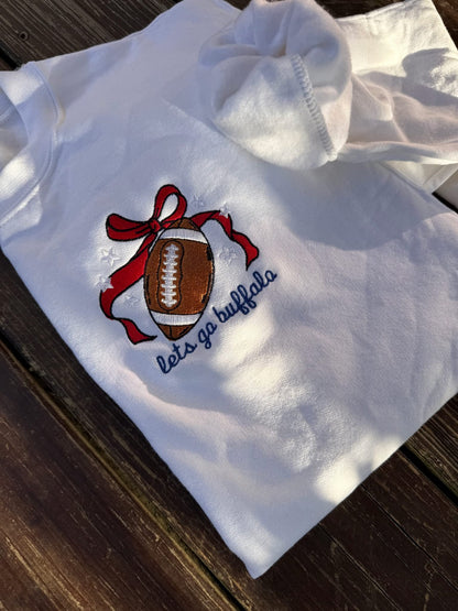 Let’s Go Buffalo Embroidered Bow Crewneck