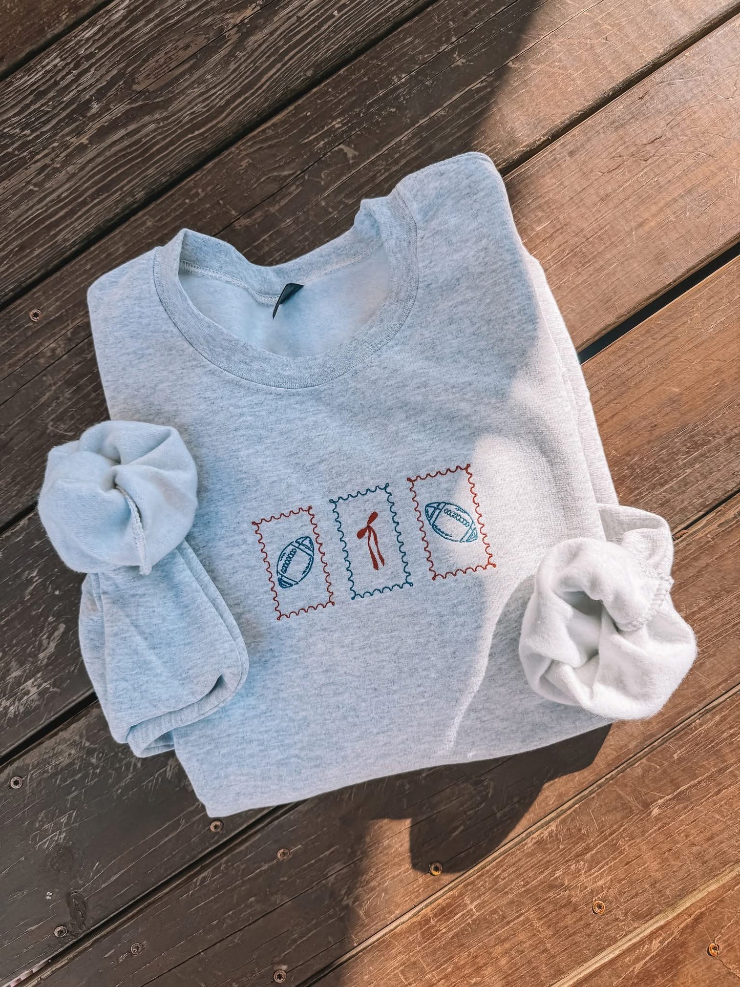 Football Stamp Embroidered Crewneck