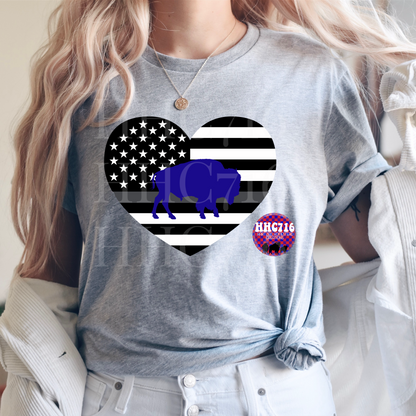 Thin Grey Line Blue Buffalo Heart