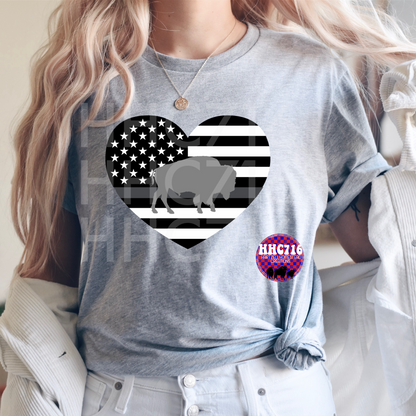 Thin Grey Line Buffalo Heart