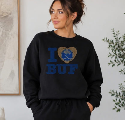 I Love Buf Hockey Rhinestone