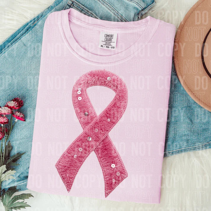 Pink Ribbon Faux Sequin Yarn