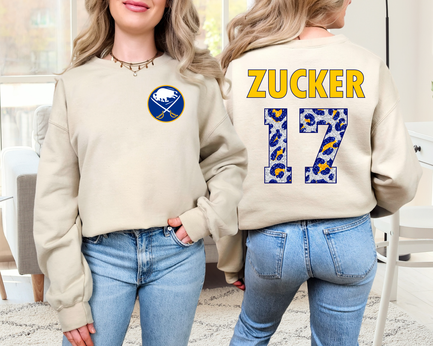 Buffalo Hockey YELLOW/BLUE Custom Glitter Player
